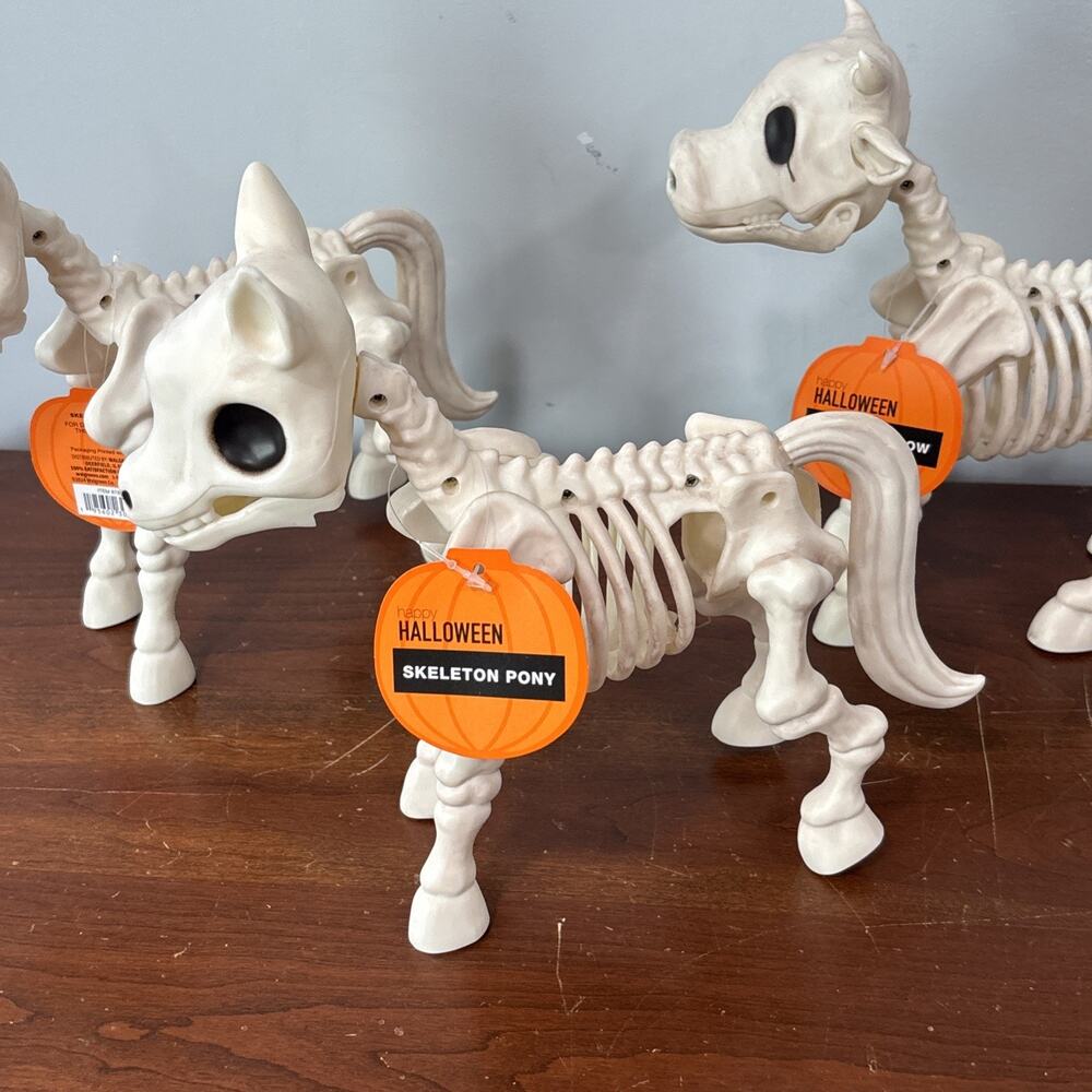 Happy Halloween Plastic Skeletons Skeleton Pony Cow Farm Animals Lot Decor Yard - Picture 5 of 8